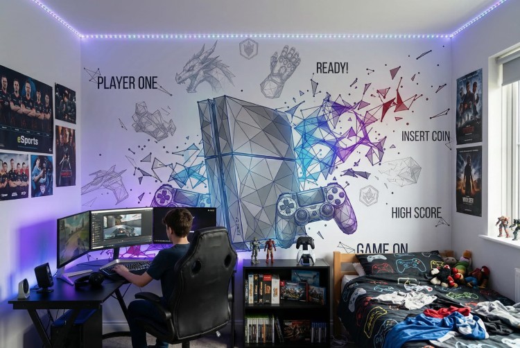 wallpaper gamin room kids , player console game.jpeg